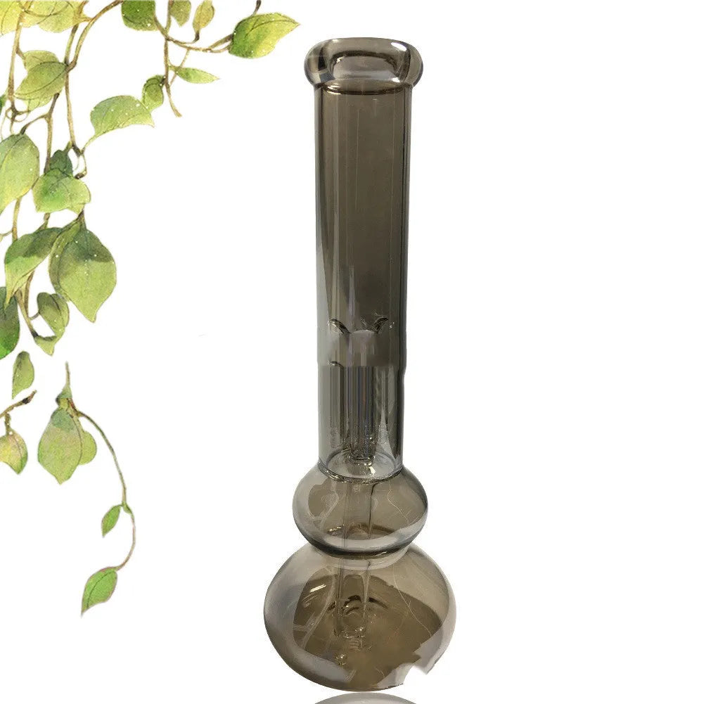 Clear glass tabletop vase for flower arrangements and geometric home decor.
