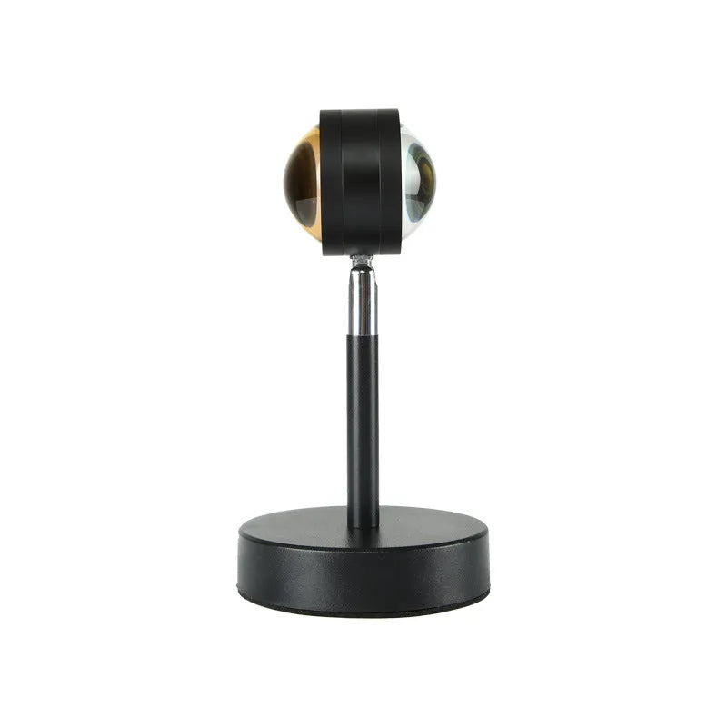 Black USB dual-head sunset rainbow projection table lamp with touch controls
