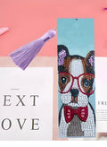 Diamond embroidered mandala flower design on leather bookmark with special-shaped diamonds