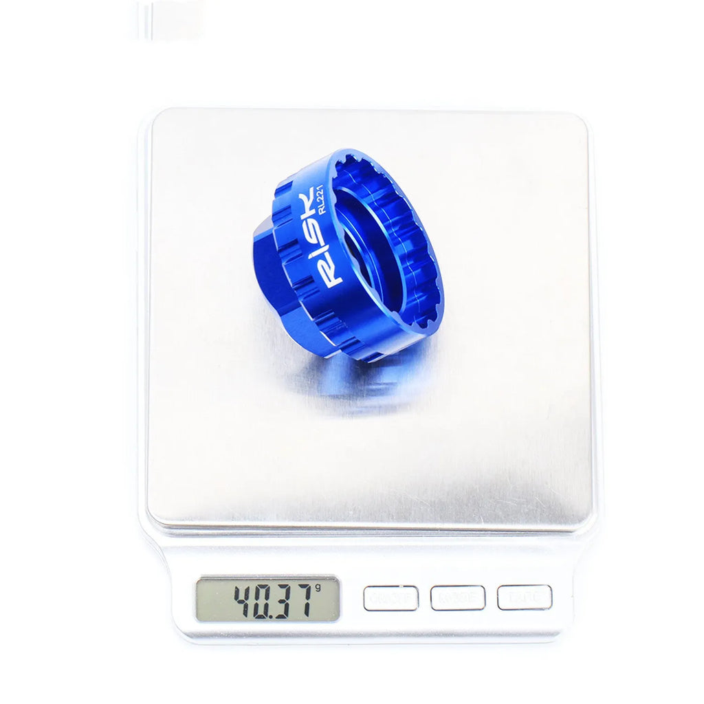 Blue aluminium alloy bicycle chainring removal tool for 12-speed direct mount cranksets