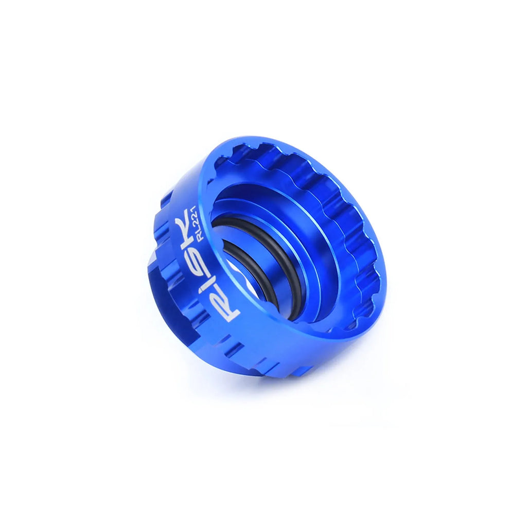 Blue aluminium alloy bicycle chainring removal tool for 12-speed direct mount cranksets