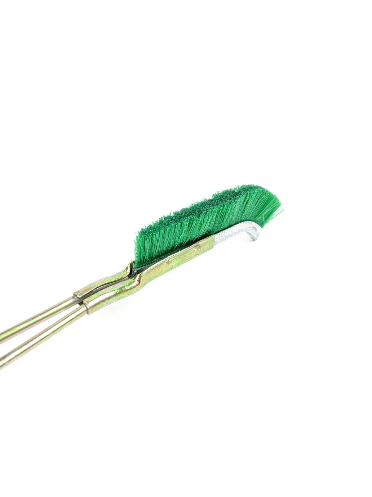Green metal mini brush with elbow nylon wire head for rust removal and range hood cleaning