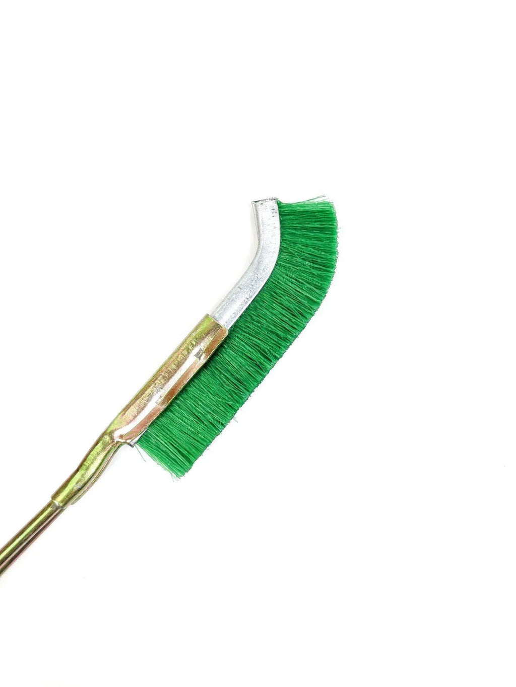 Green metal mini brush with elbow nylon wire head for rust removal and range hood cleaning