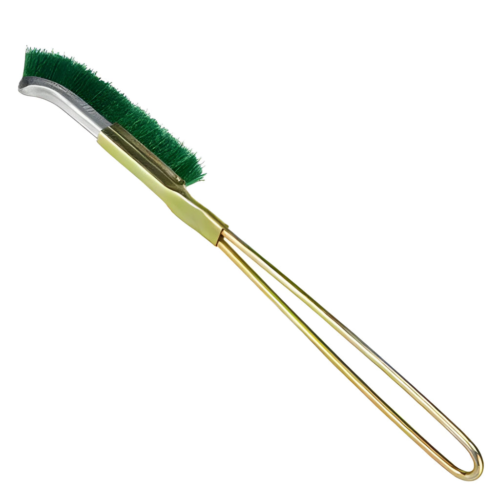 Green metal mini brush with elbow nylon wire head for rust removal and range hood cleaning