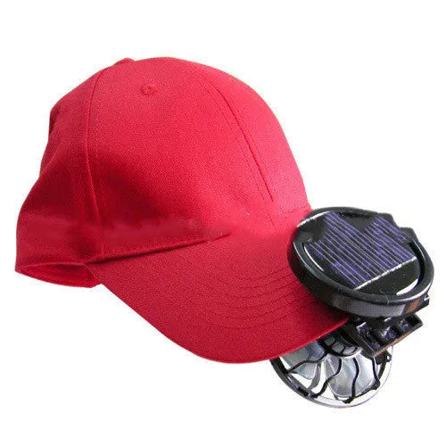 Black solar-powered clip-on cooling fan panel for outdoor camping fishing travel