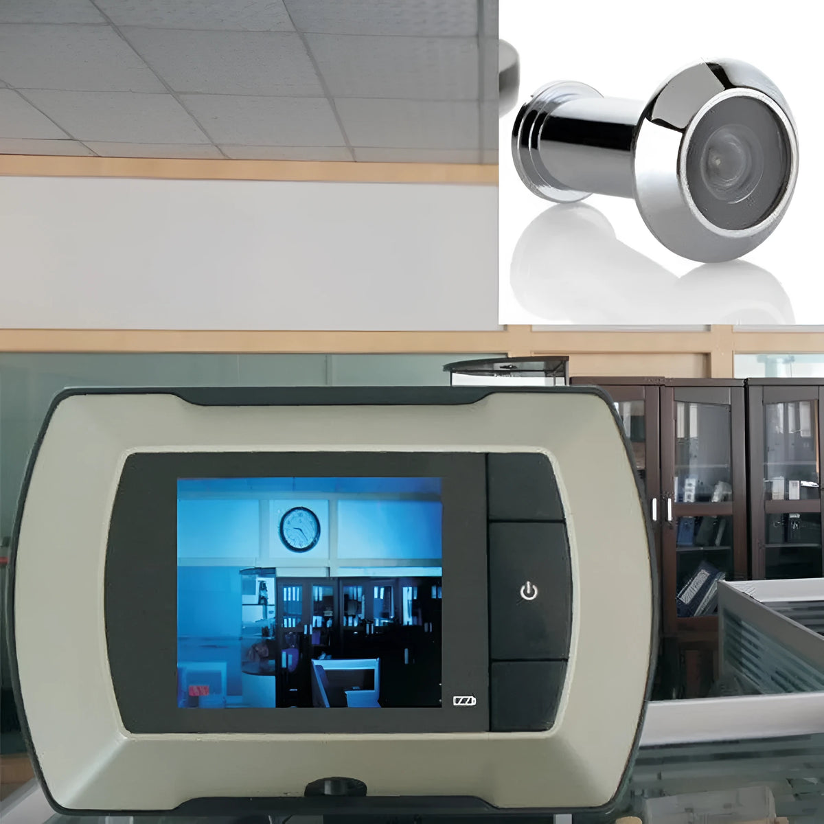 Wireless LCD door peephole monitor with indoor screen and outdoor camera for home security