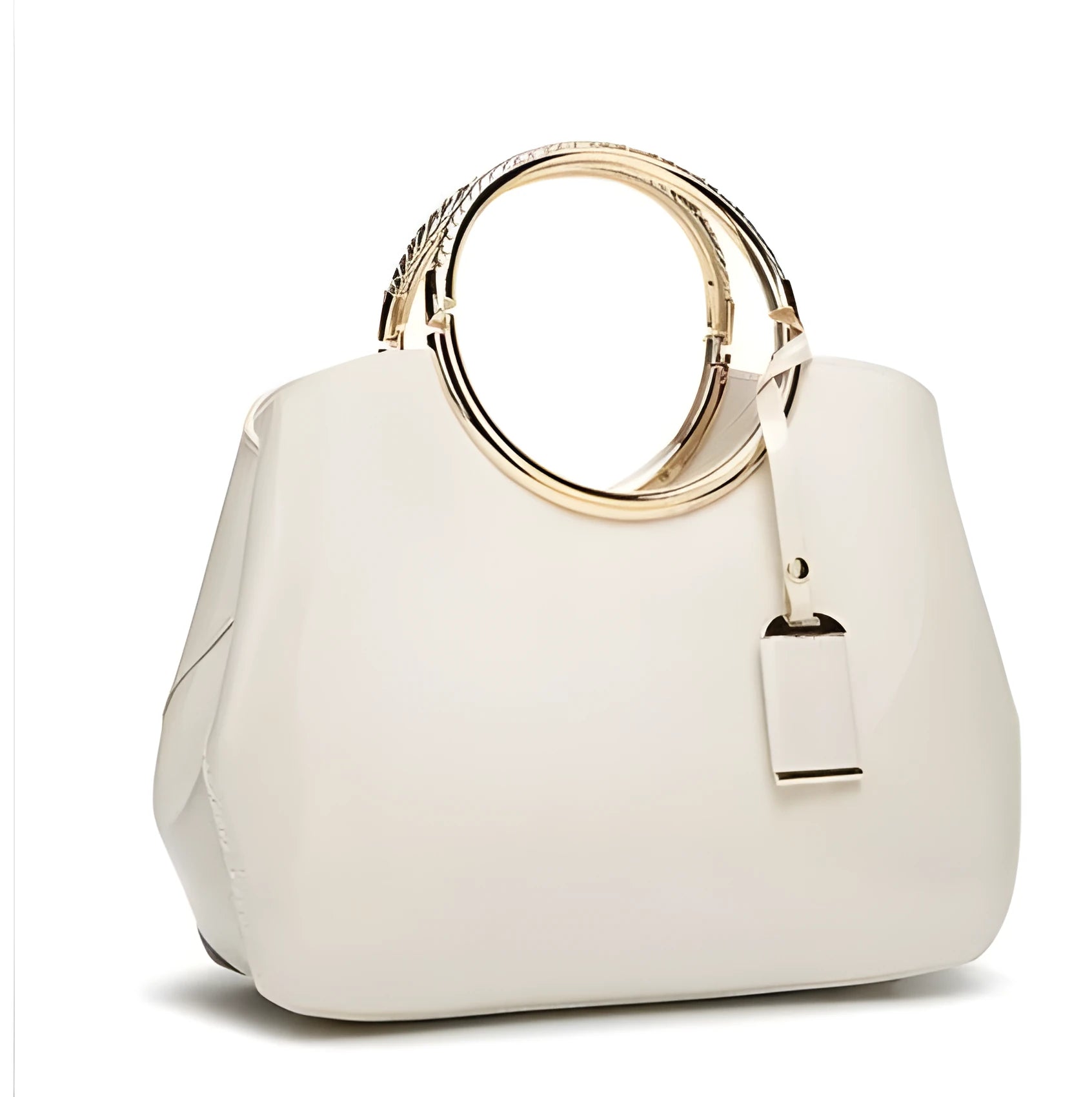 Women's polyester party handbag in black, shown with convertible straps, card slot, and zipper pocket open.