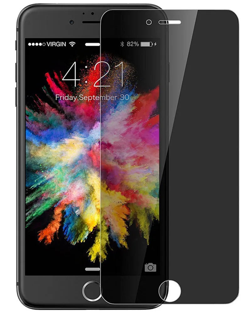 iPhone tempered glass screen protector with anti-peeping privacy technology on mobile phone
