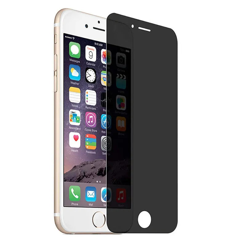iPhone tempered glass screen protector with anti-peeping privacy technology on mobile phone
