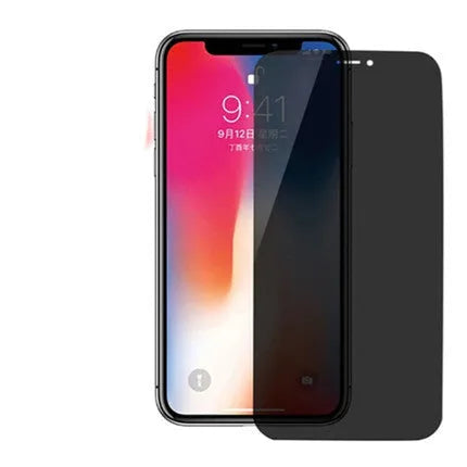 iPhone tempered glass screen protector with anti-peeping privacy technology on mobile phone