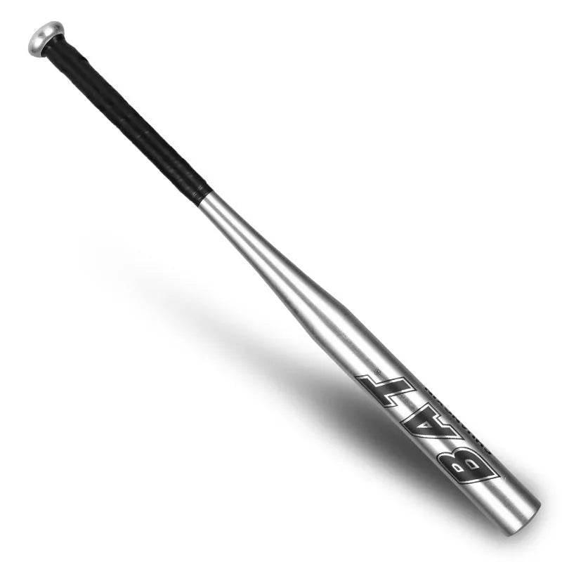 A6061 aluminum baseball bat with non-slip rubber grip, shown in silver, blue, red, black or gold, 20 or 25 inch