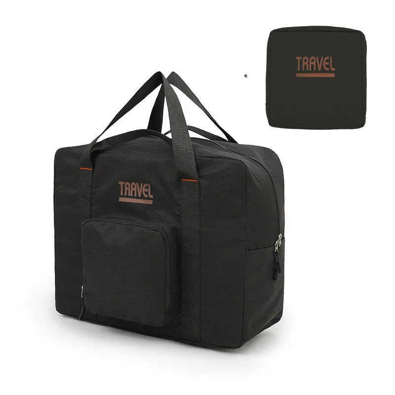 Cube-shaped sealable travel storage bag in black, grey, khaki, or pink.