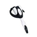 Single-ear hanging Bluetooth business headset shown in black, blue, red, silver, and white colour options.