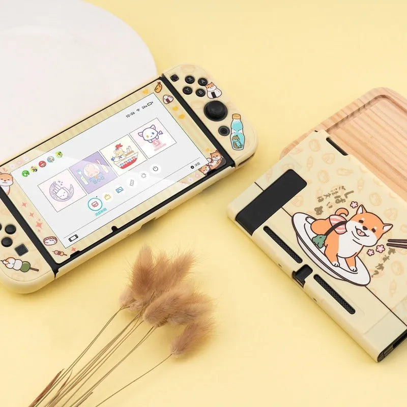 Clear Nintendo Switch protective shell with hard PC back and silicone grip housing