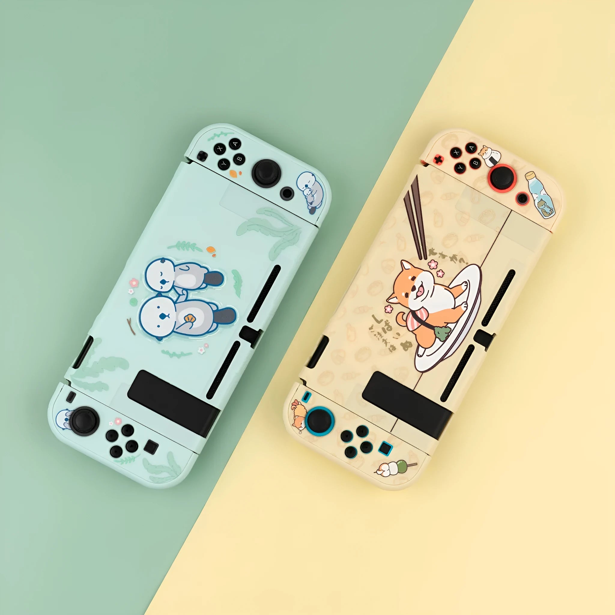 Clear Nintendo Switch protective shell with hard PC back and silicone grip housing