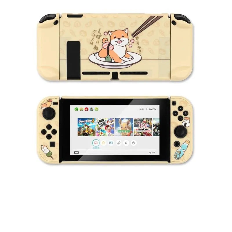 Clear Nintendo Switch protective shell with hard PC back and silicone grip housing