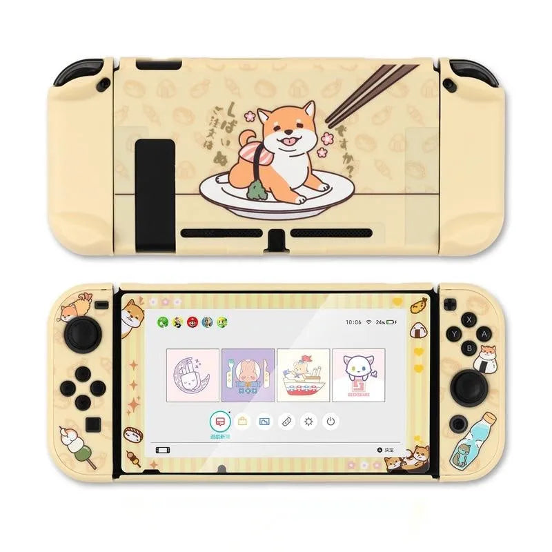 Clear Nintendo Switch protective shell with hard PC back and silicone grip housing