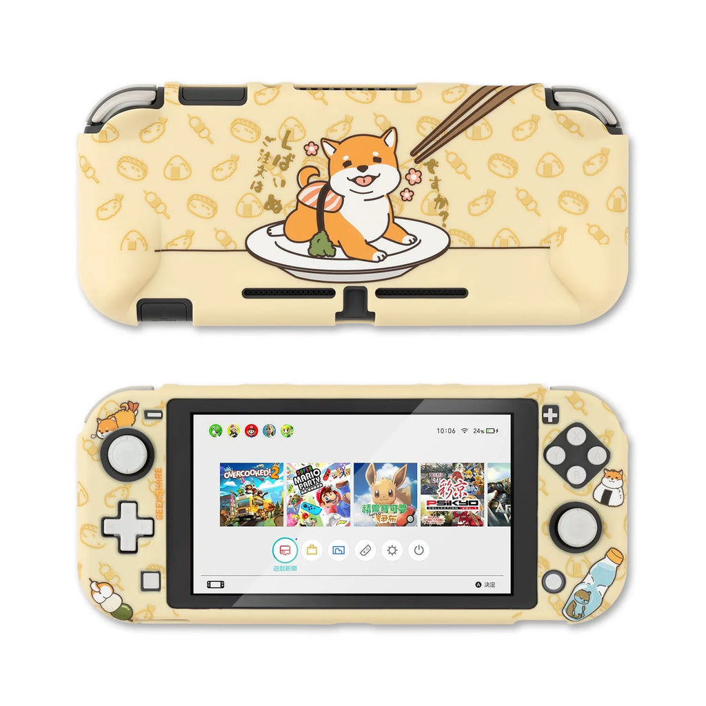 Clear Nintendo Switch protective shell with hard PC back and silicone grip housing