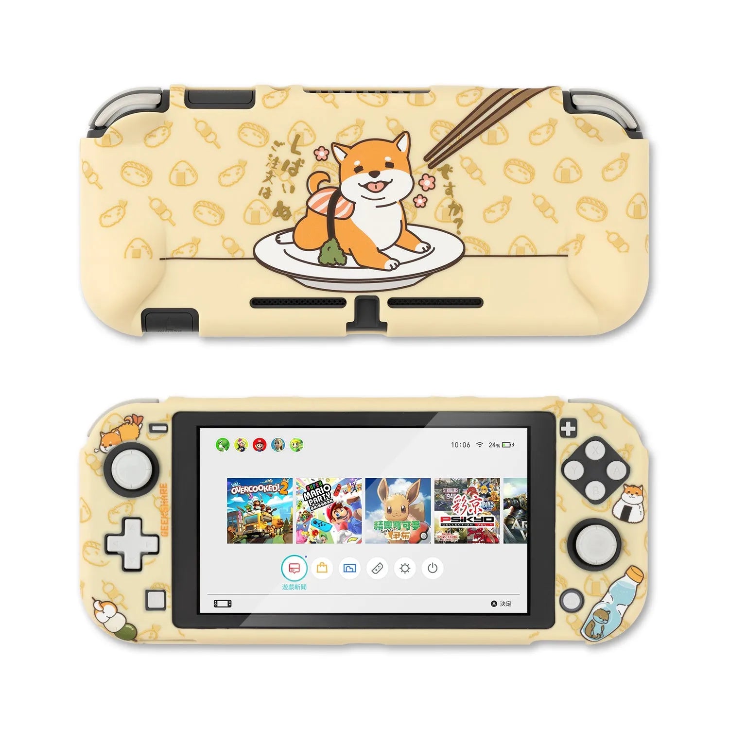 Clear Nintendo Switch protective shell with hard PC back and silicone grip housing