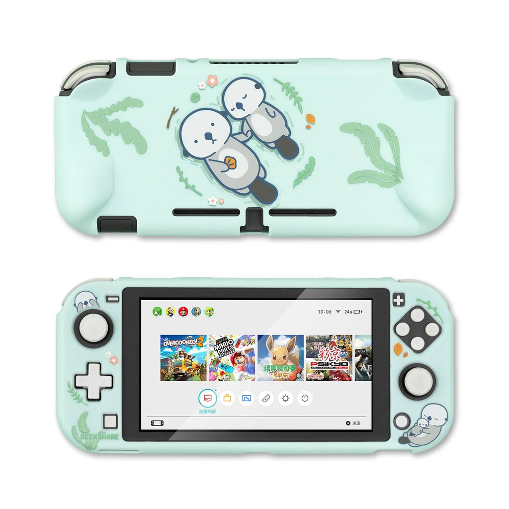 Clear Nintendo Switch protective shell with hard PC back and silicone grip housing