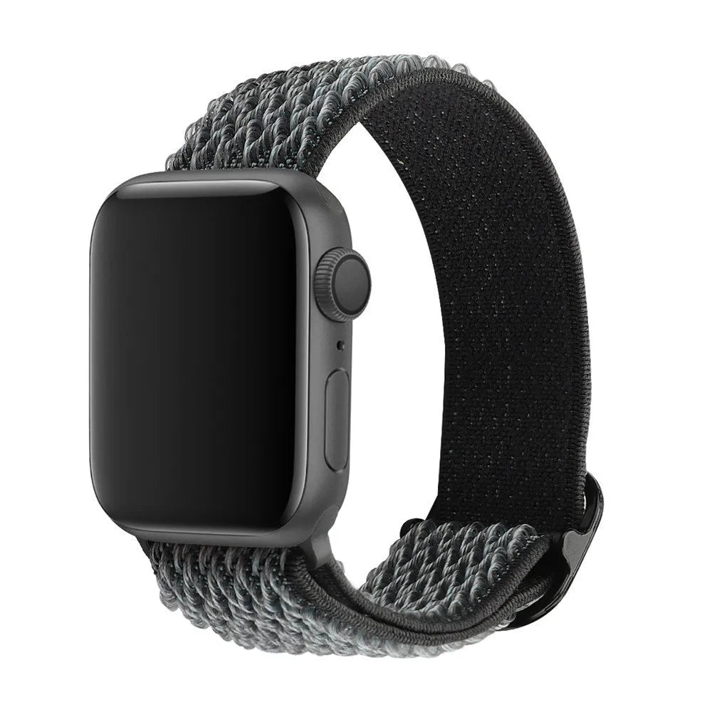 Braided nylon elastic strap with wave pattern for Apple Watch in multiple colours.