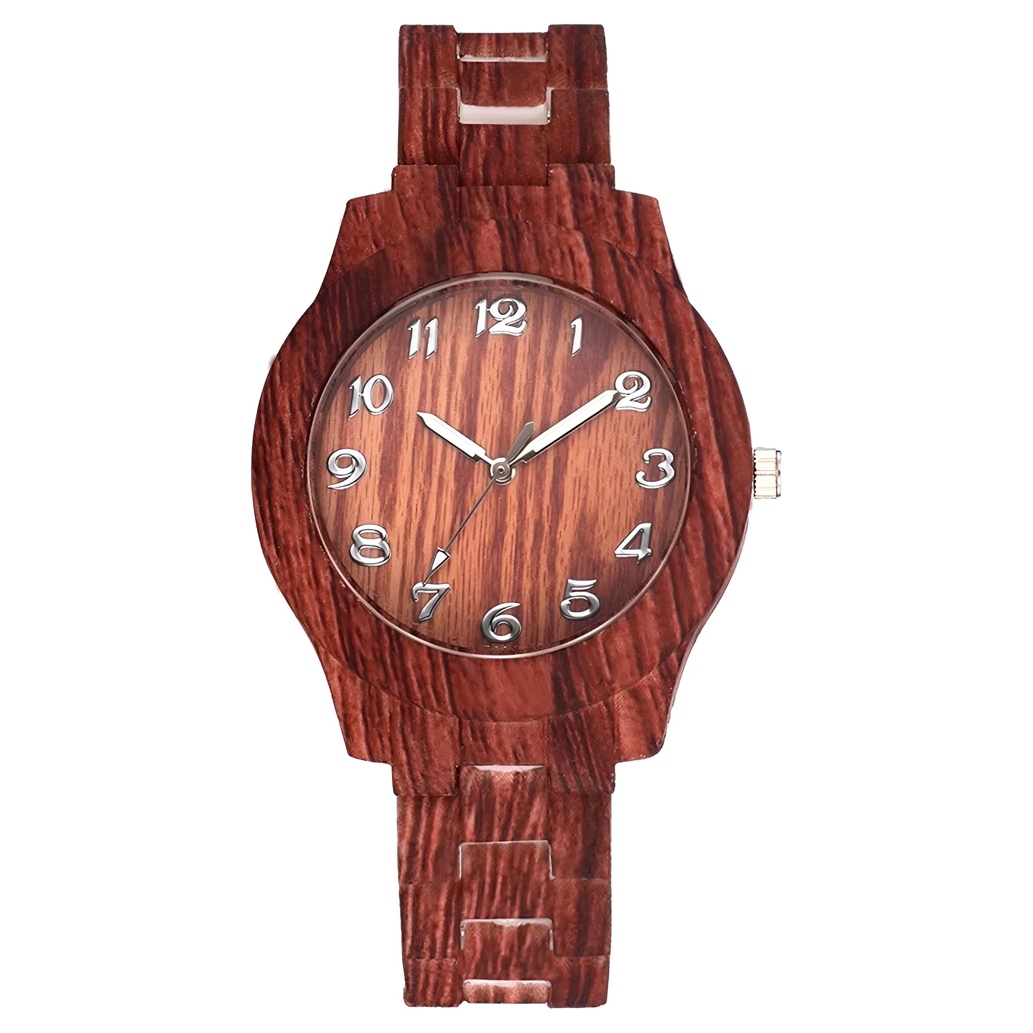Wood grain retro simple quartz watch for men and women with silicone strap in multiple colours.