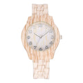 Wood grain retro simple quartz watch for men and women with silicone strap in multiple colours.