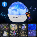 Starry sky projection lamp with plastic shade showing celestial patterns on wall
