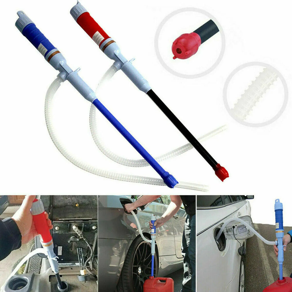 Blue manual siphon pump for fuel oil gasoline and water transfer