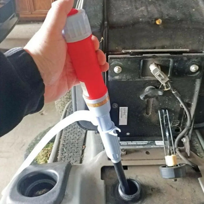 Blue manual siphon pump for fuel oil gasoline and water transfer