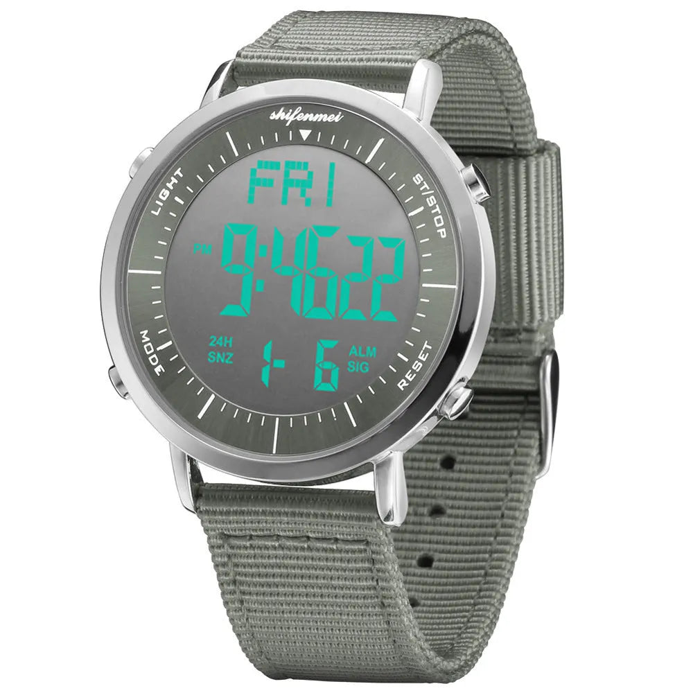 Shifenmei digital watch with 10m water resistance and casual style display