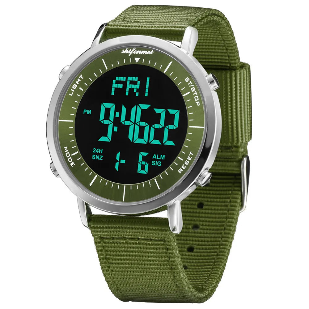 Shifenmei digital watch with 10m water resistance and casual style display