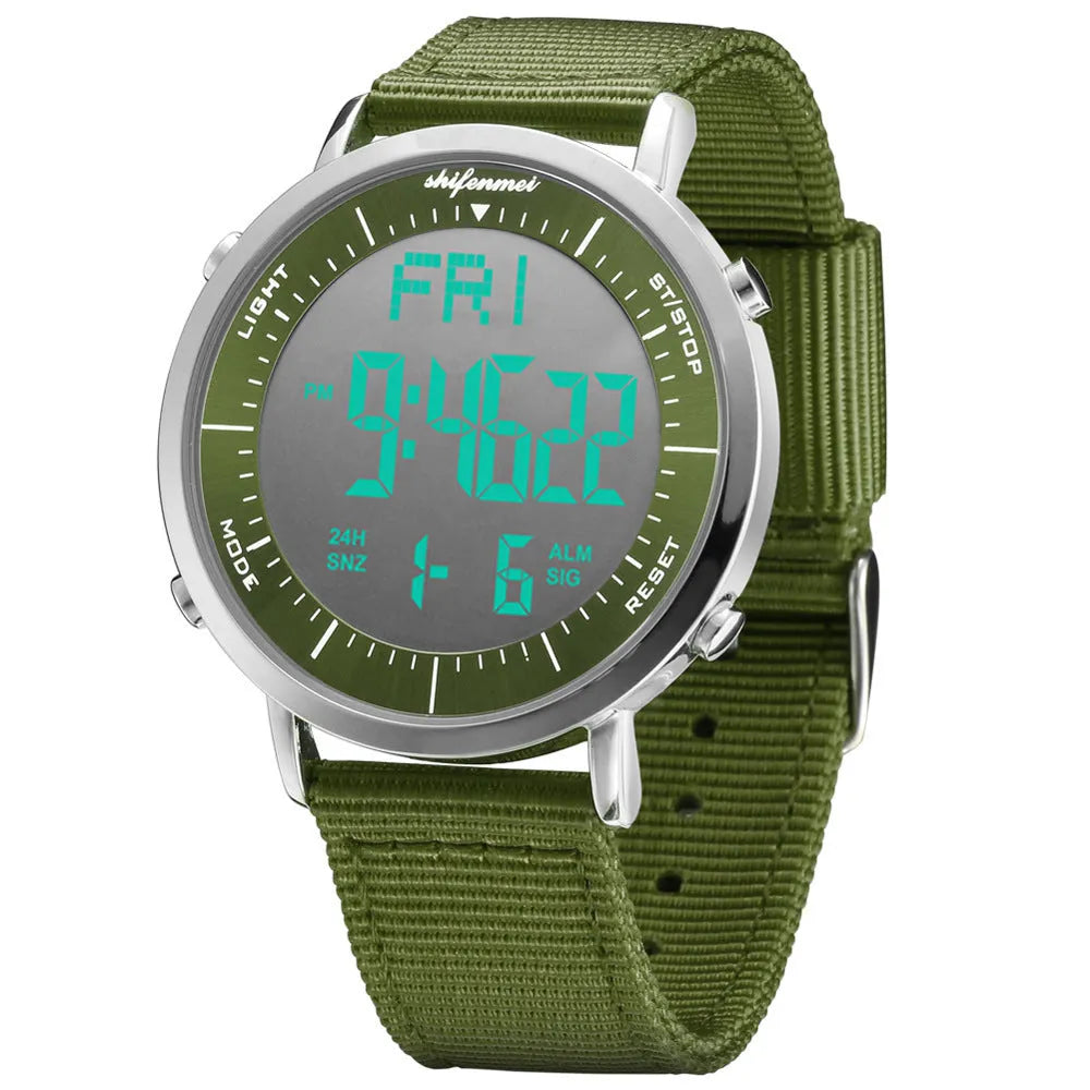 Shifenmei digital watch with 10m water resistance and casual style display