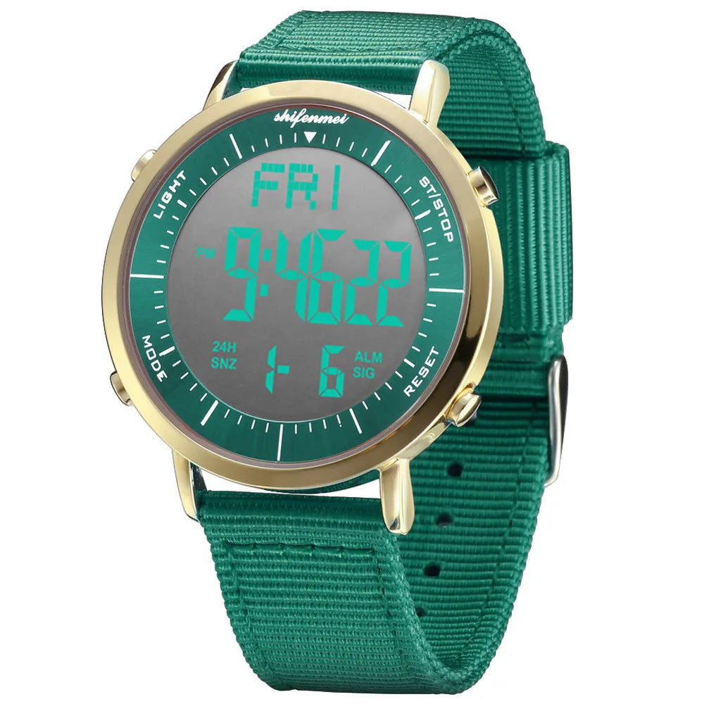 Shifenmei digital watch with 10m water resistance and casual style display