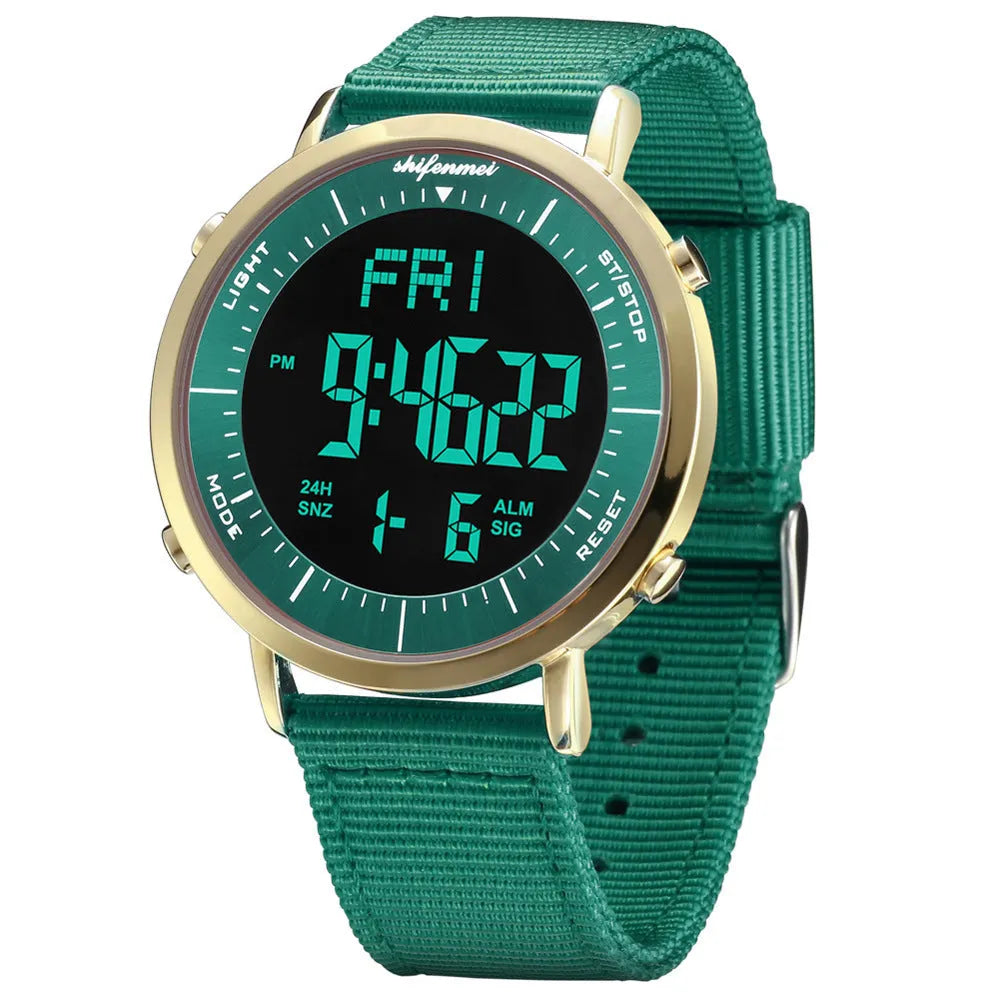 Shifenmei digital watch with 10m water resistance and casual style display