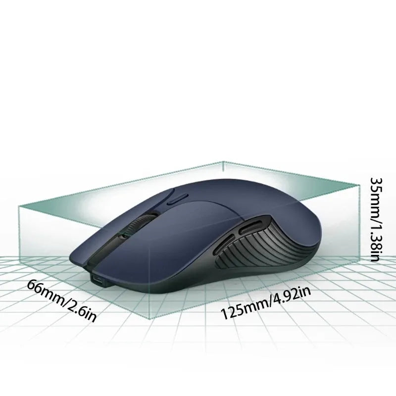Blue smart voice mouse with 2.4G wireless translator and rechargeable battery on desk