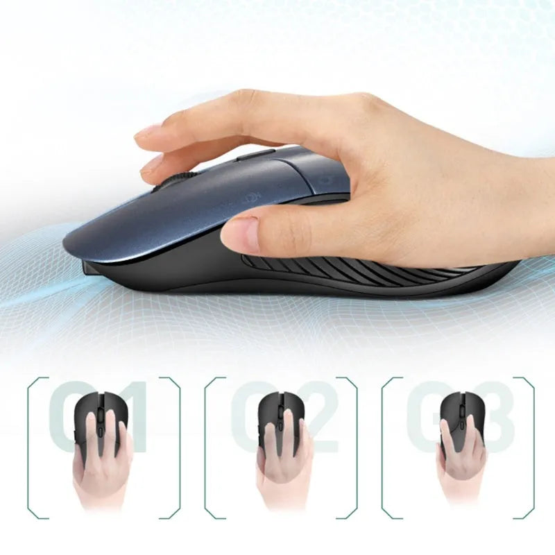Blue smart voice mouse with 2.4G wireless translator and rechargeable battery on desk