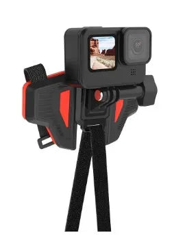 Black GoPro motorcycle helmet chin strap mount for universal sports cameras with stainless steel buckle