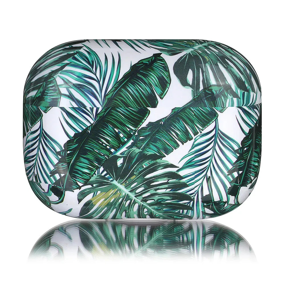 Blue banana leaf tropical pattern AirPods protective case for AirPods Pro model