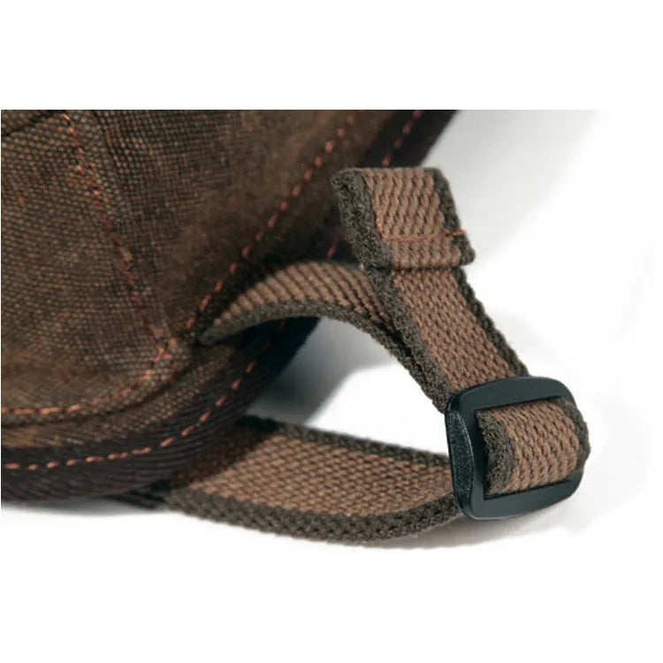 Men's wear-resistant canvas belt bag in black with leather accents and high-precision hardware, 28x14.5x5cm.