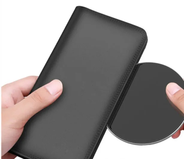 Ultra-thin aluminium alloy wireless charger in golden colour with LED indicator light