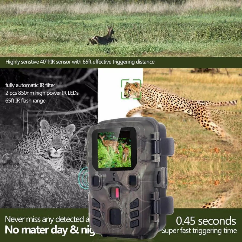 Black infrared night vision monitoring device with lens and plastic housing on a colour box.