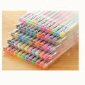 100 colour gel pen set with watercolour ink and dual tip options displayed in case
