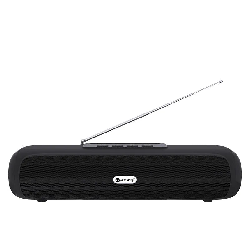 Desktop wireless long strip subwoofer speaker in black, blue, red, or silver grey with 5W power and 10m wireless range