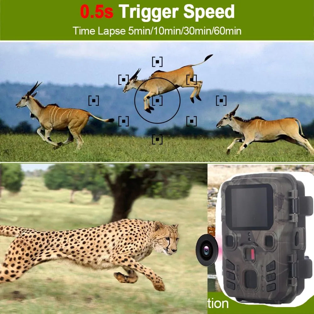 Black infrared night vision monitoring device with lens and plastic housing on a colour box.