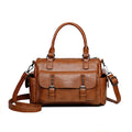 Vintage style square messenger bag in PU leather with stitching detail