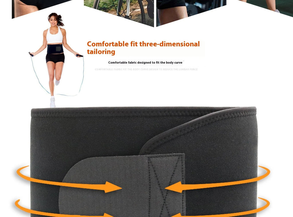 Neoprene lumbar support belt with adjustable strap in black, blue, or pink