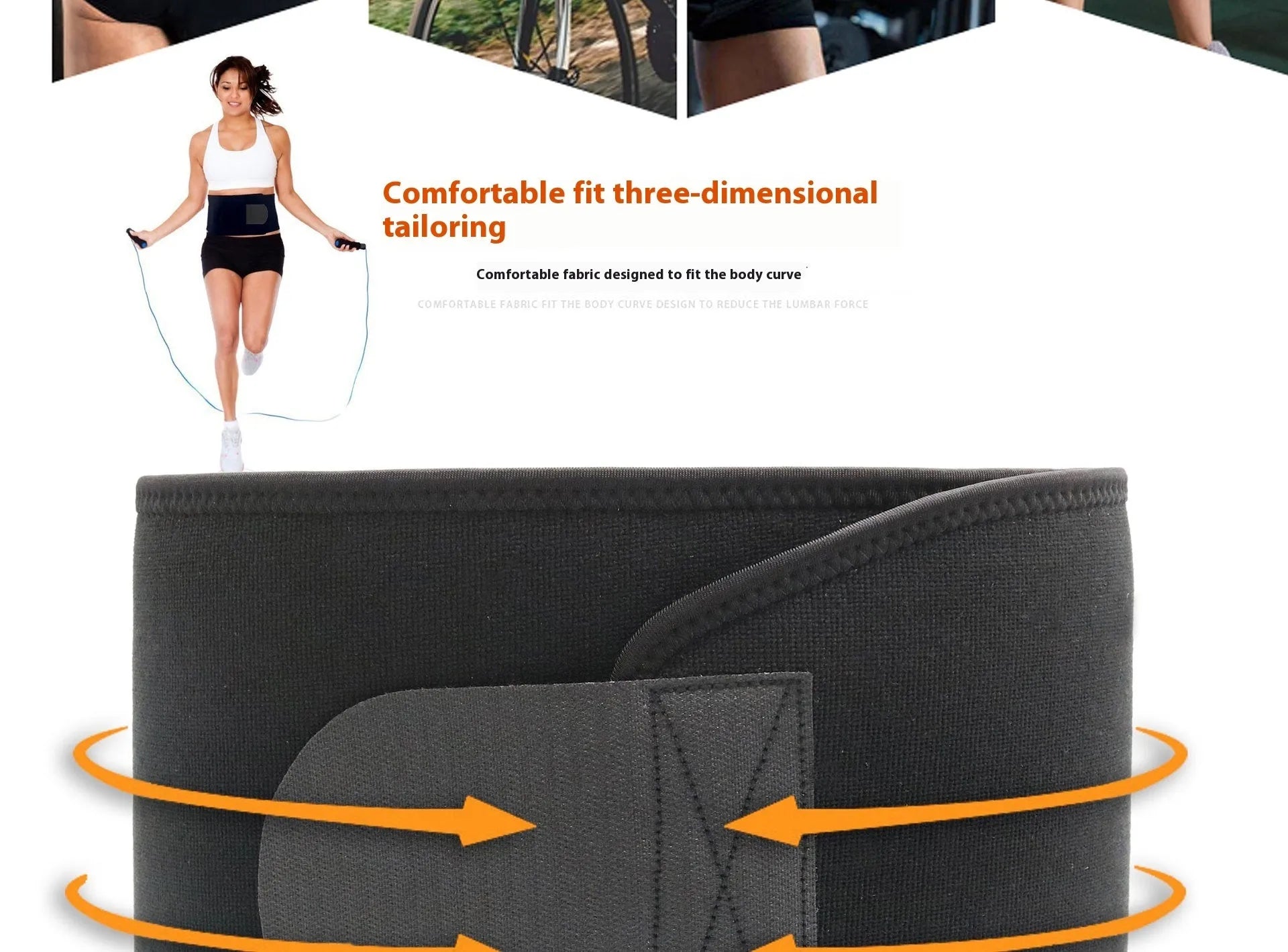 Neoprene lumbar support belt with adjustable strap in black, blue, or pink