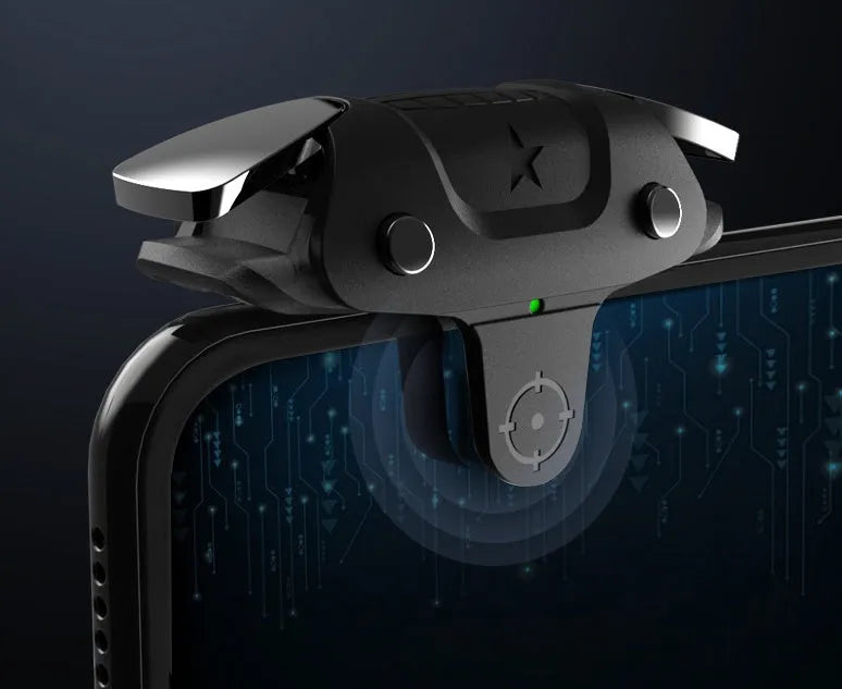 Black F5 mobile phone game controller with compact 5x2.5x2.96cm dimensions and joystick design
