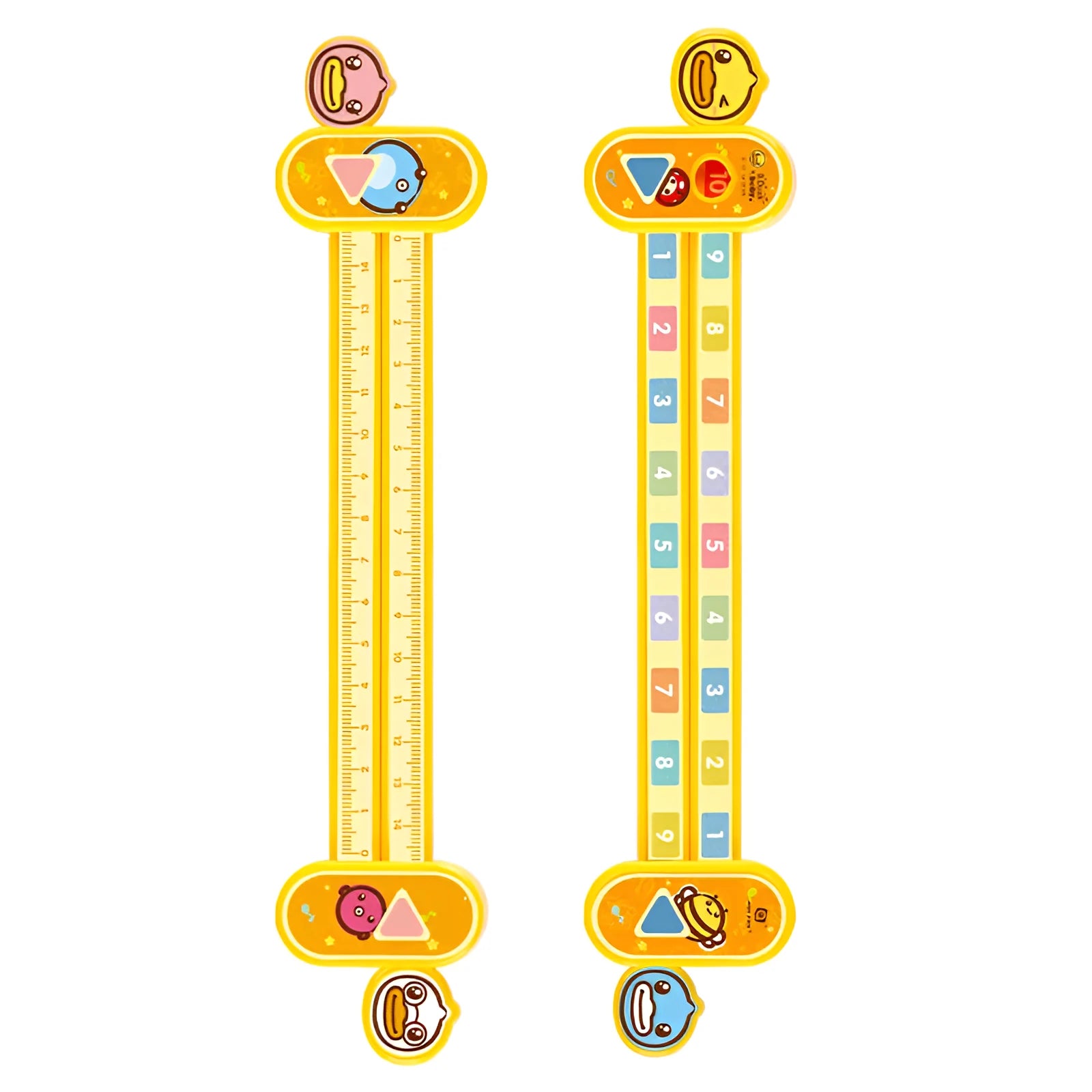 Yellow plastic cartoon digital decomposition ruler for children's maths learning